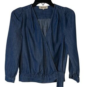 Madewell Denim Blue Wrap Blouse